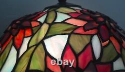 Vintage Dale Tiffany Floral Layered Stained Glass Shade on Quoizel Base Lamp