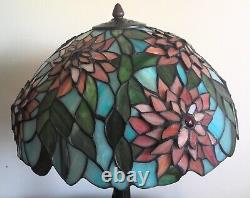 Vintage Dale Tiffany Floral Layered Stained Glass Shade on Quoizel Base Lamp