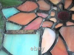 Vintage Dale Tiffany Floral Layered Stained Glass Shade on Quoizel Base Lamp