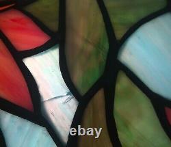 Vintage Dale Tiffany Floral Layered Stained Glass Shade on Quoizel Base Lamp