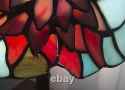 Vintage Dale Tiffany Floral Layered Stained Glass Shade on Quoizel Base Lamp