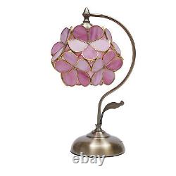 Vintage Desk Table Lamp Stained Glass Reading Light Pink Lover Flower Light Deco