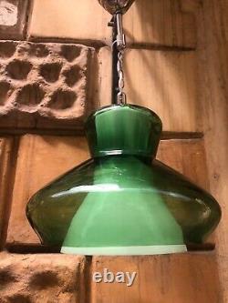 Vintage Double Stained Glass Lamp Mid-Century Style, 70's Light