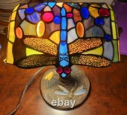 Vintage Dragonfly Tiffany Style Table Lamp Blue multicolored beautiful