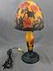 Vintage Emile Galle Two Piece Carved Glass Table Lamp New Wiring Floral Design