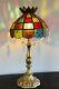 Vintage Excelsior Press Authentic Stained Glass Tiffany Style Table Lamp