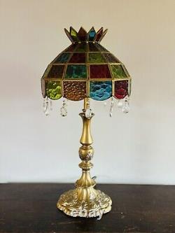 Vintage Excelsior Press Authentic Stained Glass Tiffany Style Table Lamp