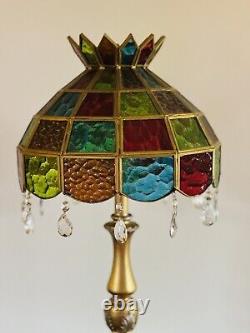 Vintage Excelsior Press Authentic Stained Glass Tiffany Style Table Lamp