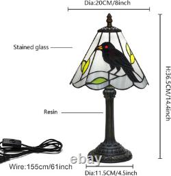 Vintage Gothic Black Crow Tiffany Style Stained Glass Table Lamp Decor Light