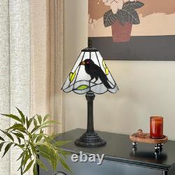 Vintage Gothic Black Crow Tiffany Style Stained Glass Table Lamp Decor Light