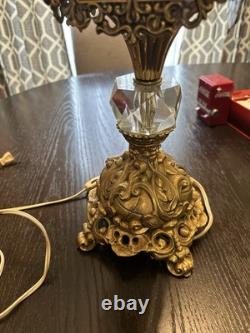 Vintage Gothic Regency Lamp 1970's Standing Lamp With Stain Blue Glass Vintage Gothic Regency Lamp 1970's Standing Lamp With Stain Blue Glass