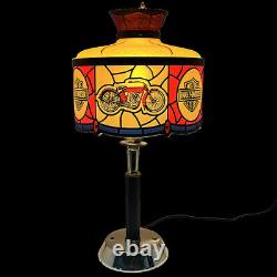 Vintage Harley Davidson Stained Glass Style Desk Lamp