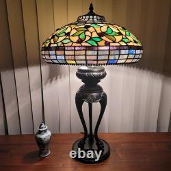 Vintage Heavy Tiffany Style, Stained Glass Table Lamp, Partially Metal