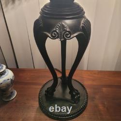 Vintage Heavy Tiffany Style, Stained Glass Table Lamp, Partially Metal