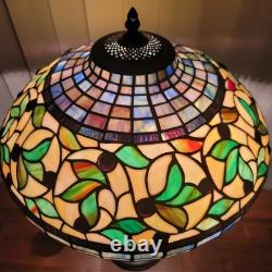 Vintage Heavy Tiffany Style, Stained Glass Table Lamp, Partially Metal