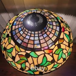 Vintage Heavy Tiffany Style, Stained Glass Table Lamp, Partially Metal