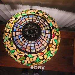 Vintage Heavy Tiffany Style, Stained Glass Table Lamp, Partially Metal