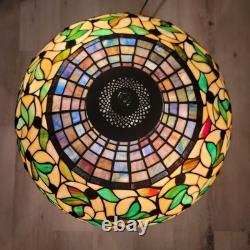 Vintage Heavy Tiffany Style, Stained Glass Table Lamp, Partially Metal
