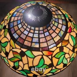 Vintage Heavy Tiffany Style, Stained Glass Table Lamp, Partially Metal