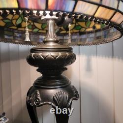 Vintage Heavy Tiffany Style, Stained Glass Table Lamp, Partially Metal