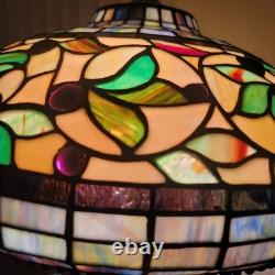 Vintage Heavy Tiffany Style, Stained Glass Table Lamp, Partially Metal