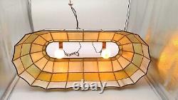 Vintage Honey Stained Glass Pool Table Light 2 Bulb Hanging 28.5x12.5x12.5