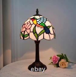 Vintage Hummingbird Stained Glass Table Lamp Tiffany Style Bedside Light Decor