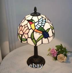 Vintage Hummingbird Stained Glass Table Lamp Tiffany Style Bedside Light Decor