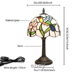 Vintage Hummingbird Stained Glass Table Lamp Tiffany Style Bedside Light Decor
