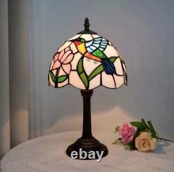Vintage Hummingbird Stained Glass Table Lamp Tiffany Style Bedside Light Decor