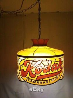 Vintage Kodak Camera Film Store Counter Hanging Stained Glass Light Lamp Sign