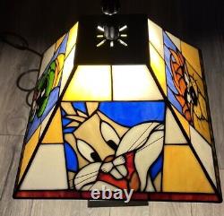 Vintage Looney Tunes Stained Glass Lamp Bugs, Taz, Tweety & Marvin Warner Bros