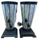 Vintage Marbled Swirl Stained Glass Vines 11 Tiffany Style Table Lamp Set Of 2