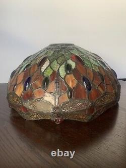 Vintage Meyda 22 Tiffany Style Dragonfly Lamp Stained Glass