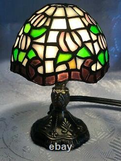 Vintage Meyda Stained Glass Micro Mini Tiffany Lamp