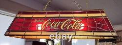 Vintage Mid Century Resin Stained Glass 2 Light Coca Cola Pool Table Bar Lamp