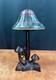 Vintage Mushroom Stained Glass Table Light Lamp Tiffany Style