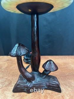 Vintage Mushroom Stained Glass Table Light Lamp Tiffany Style