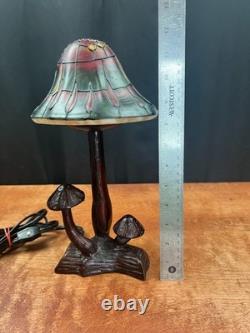 Vintage Mushroom Stained Glass Table Light Lamp Tiffany Style