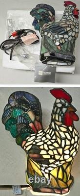 Vintage NOS Stained Glass Tiffany Style Rooster Table Lamp Night Light JC Penny