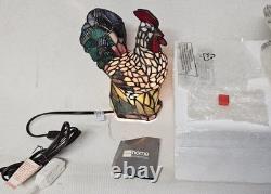 Vintage NOS Stained Glass Tiffany Style Rooster Table Lamp Night Light JC Penny