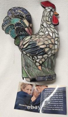 Vintage NOS Stained Glass Tiffany Style Rooster Table Lamp Night Light JC Penny