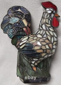 Vintage NOS Stained Glass Tiffany Style Rooster Table Lamp Night Light JC Penny