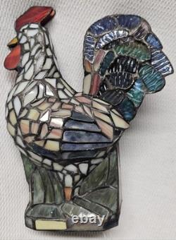 Vintage NOS Stained Glass Tiffany Style Rooster Table Lamp Night Light JC Penny