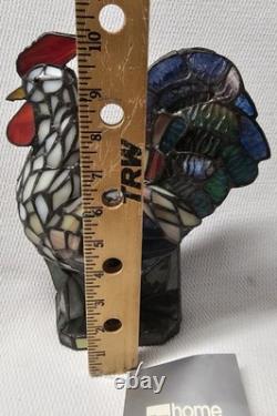 Vintage NOS Stained Glass Tiffany Style Rooster Table Lamp Night Light JC Penny