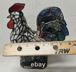 Vintage NOS Stained Glass Tiffany Style Rooster Table Lamp Night Light JC Penny