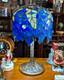 Vintage Nice Wisteria Blue & Green Tiffany-style Stained Glass Table Lamp 24