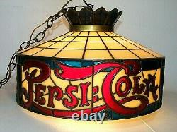 Vintage PEPSICOLA Tiffany Stained Glass Style 18 Plastic Hanging Lamp Light