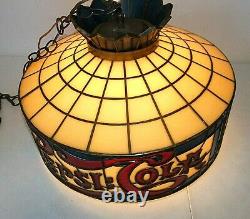 Vintage PEPSICOLA Tiffany Stained Glass Style 18 Plastic Hanging Lamp Light