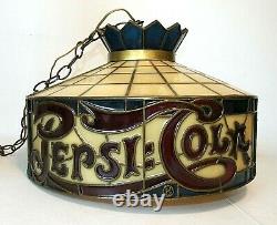 Vintage PEPSICOLA Tiffany Stained Glass Style 18 Plastic Hanging Lamp Light